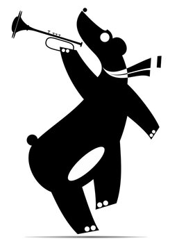 recommend clip art: Cute bear playing trumpet. 
                    Bear musician playing trumpet with inspiration. Black and white illustration
                    