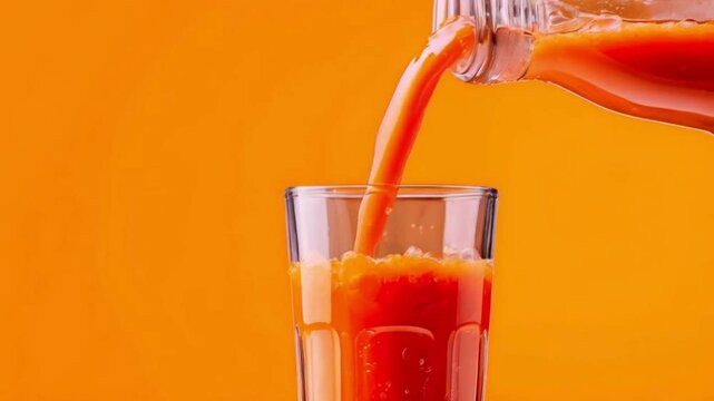 Carrot juice pour. Carrot juice is a nutrient-rich drink, packed with vitamins A, C, K, and B8, along with minerals like potassium and iron. It boosts immunity and eye health. 