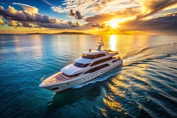 Stunning Aerial View of an Isolated Yacht on Crystal Clear Waters - Perfect for Travel, Luxury, and Marine Themes