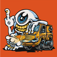 illustration of a car with a gun