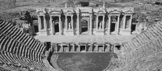 Amphitheater Ancient Monument Aerial Black White Historic Architecture Scene