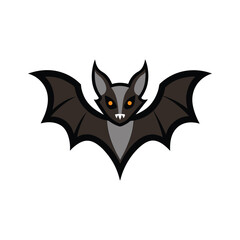 Black silhouette Halloween bat color icon vector illustration on white background.