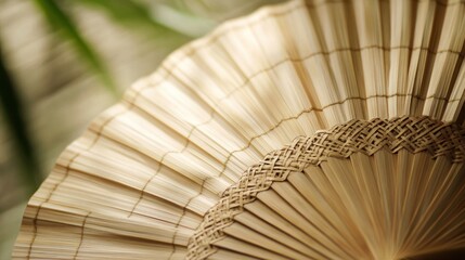 Close-up of a Natural Bamboo Fan