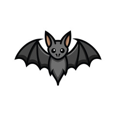 Black silhouette Halloween bat color icon vector illustration on white background.