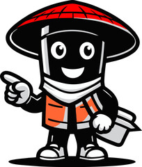 Happy Character wearing hat mascot 