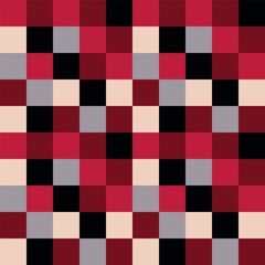 Seamless pattern in red beige and black check