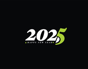 Happy New Year 2025 Text Typography Design Element Flyer, Banner Poster Design.