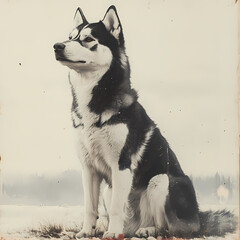 Siberian Husky dog,Full body image of a Siberian Husky dog