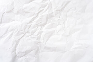 Top view and full frame of wrinkled or crumpled white stencil paper texture used for wrinkled or...