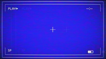  Video player showing blue screen of VHS camera and play button