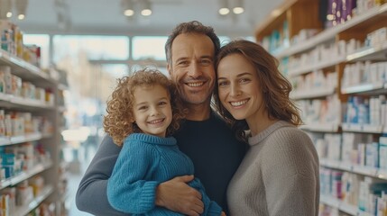The Family Smiling in Pharmacy