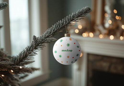 Realistic Christmas Ball Mockup &ndash; AI-Generated Design for Holiday Branding, Customizable Ornaments, and Festive Decorations