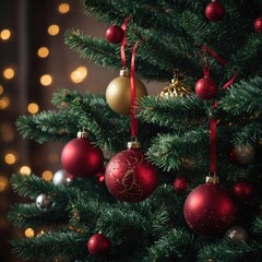 Fototapeta premium The Christmas tree radiates warmth this season