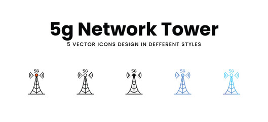 5g Network Tower vector icons set stock illustration