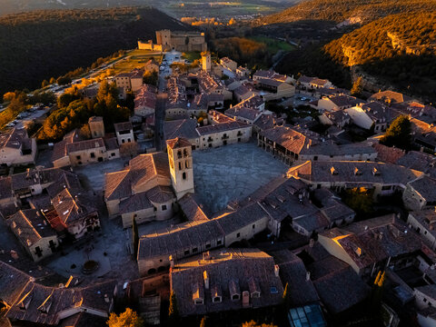 Aerial view of Pedraza, province of Segovia, Spain