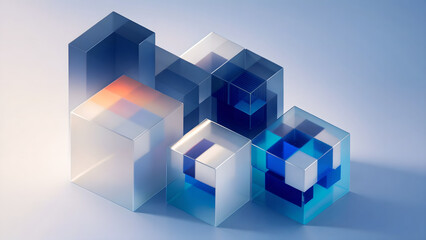 Abstract Glass Cubes: A mesmerizing arrangement of translucent cubes in vibrant hues, casting ethereal shadows and creating a sense of depth and dimension.