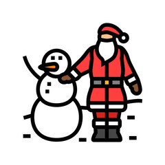 santa claus snowman color icon vector. santa claus snowman sign. isolated symbol illustration