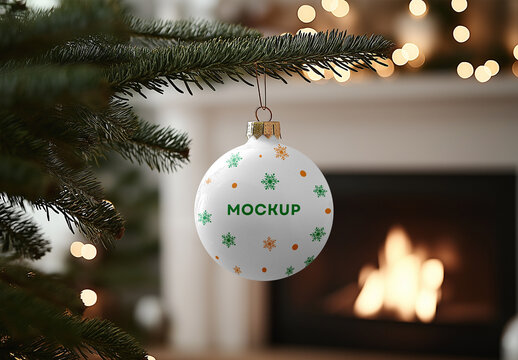 Realistic Christmas Ball Mockup &ndash; AI-Generated Design for Holiday Branding, Customizable Ornaments, and Festive Decorations