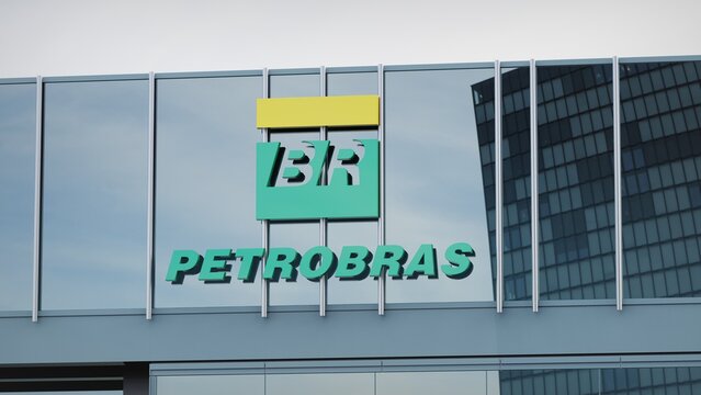 Edinburgh, UK - September 17, 2021 Petrobras only editorial Stock information on the logo of the office facade