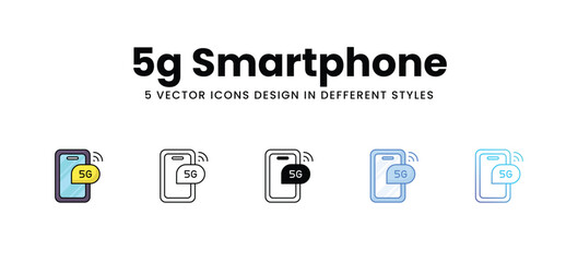 5g Smartphone vector icons set stock illustration