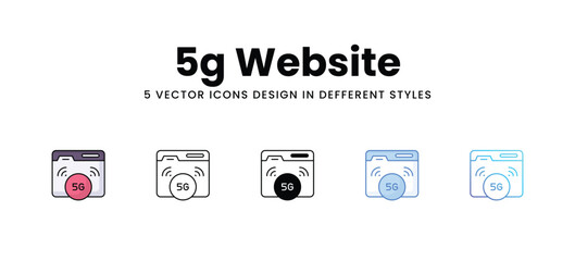 5g Website vector icons set stock illustration