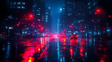 Naklejka premium City lights and tall buildings illuminated by fireworks, New Year celebration, vibrant watercolor effect