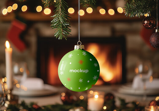 Realistic Christmas Ball Mockup &ndash; AI-Generated Design for Holiday Branding, Customizable Ornaments, and Festive Decorations