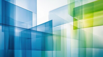 abstract background with blue and green glass rectangles.