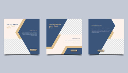 Set of Editable minimal square banner template. suitable for social media post and web internet ads. Vector illustration with photo design