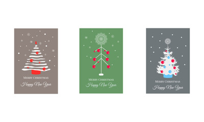 Fototapeta premium Christmas card with tree and snowflakes