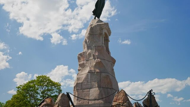Russalka Memorial against the summer sky.