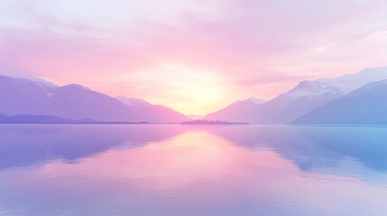 Fototapeta premium Tranquil Sunrise Over Serene Lake and Mountains