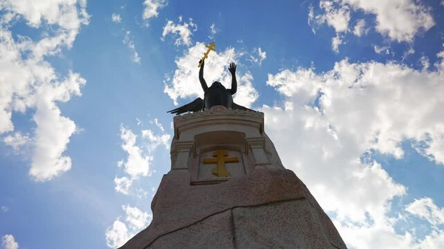 Russalka Memorial against the summer sky.
