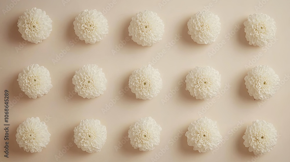 Poster white flowers in a soft pattern on a light background