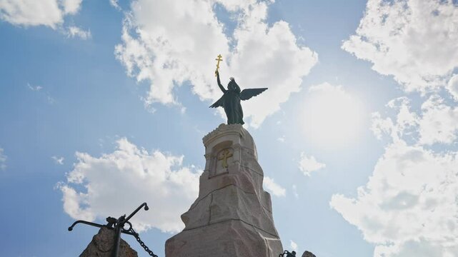 Russalka Memorial against the summer sky.