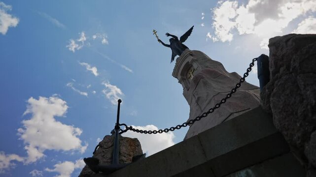 Russalka Memorial against the summer sky.