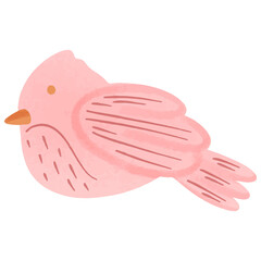 cute pink bird on transparant background