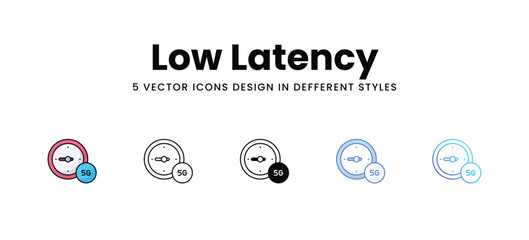 Low Latency vector icons set stock illustration