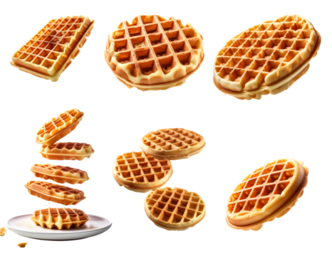 Single waffles in the air PNG Transparent