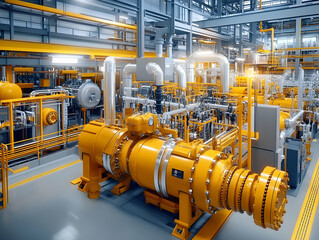 3D Illustration Industrial Factory Interior Pipes Machinery