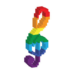 Fototapeta premium isometric treble clef icon 8 bit, pixel art icon for game logo.
