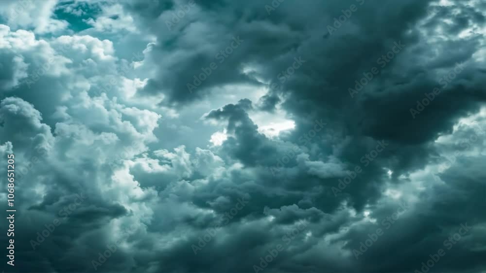 Aufkleber dramatic storm clouds fill overcast sky, creating moody and atmospheric scene where light and shadow