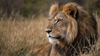 Obraz premium Close up photo of a lion in Africa 