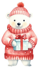 PNG Winter snowman bear toy.