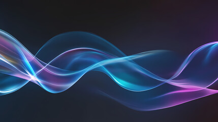 Glowing Blue Waves of Transparent Flowing Light