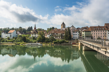 View of the village of Kaiserstuhl, High Rhine, Canton of Aargau, Switzerland