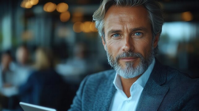 professional manager presenting a work plan to a team in a busy office environment with digital tablets in use, radiating teamwork and productivity