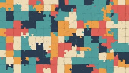 Fototapeta premium Abstract puzzle background in retro colors