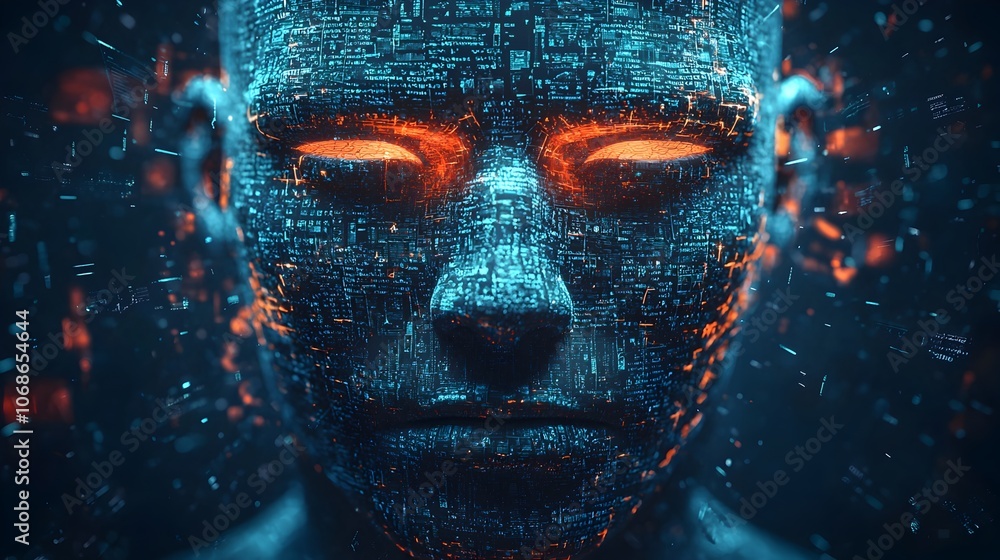 Poster evolving face with sentiment driven dynamic expressions symbolizing emotional recognition