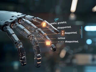 Robotic Hand Scanning Emotive Text with Sentiment Analysis Concept